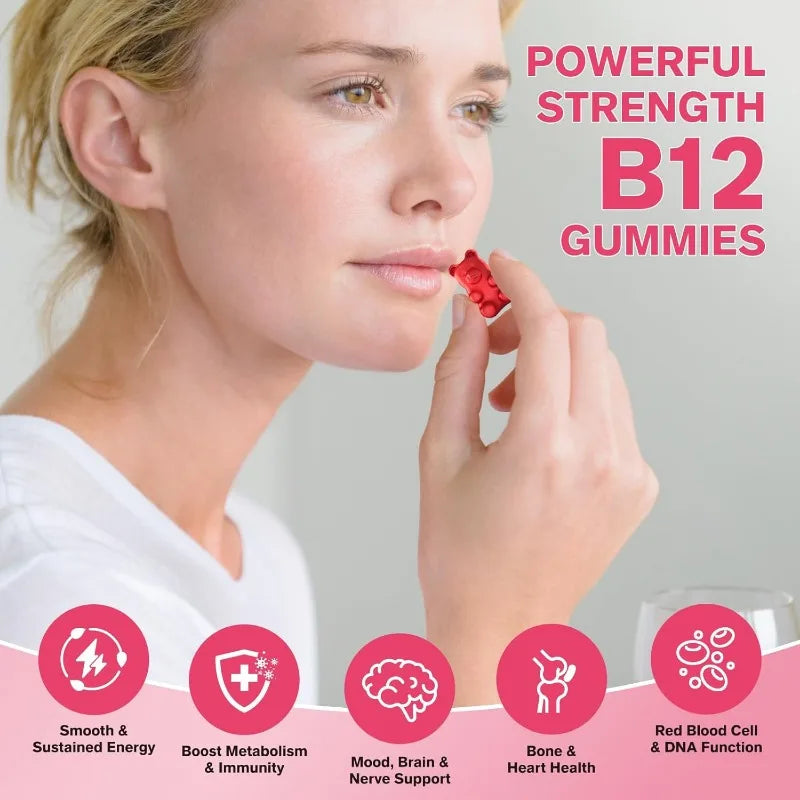 Gomitas de Vitamina B12 con B6, D3 y Ácido Fólico