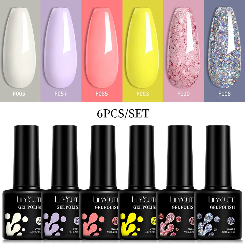 Kit de Esmaltes Gel Rosa LILYCUTE x6