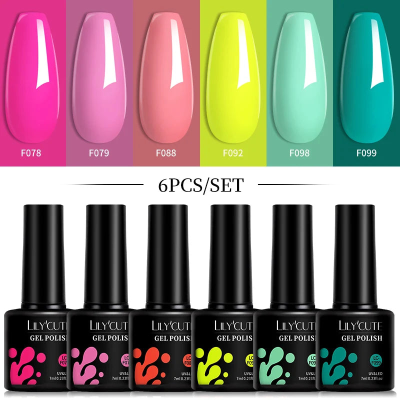 Kit de Esmaltes Gel Rosa LILYCUTE x6