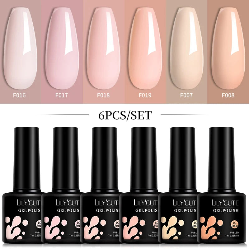 Kit de Esmaltes Gel Rosa LILYCUTE x6