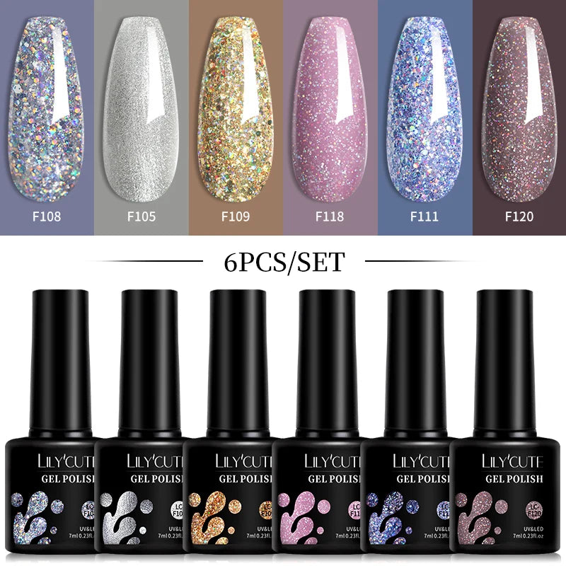 Kit de Esmaltes Gel Rosa LILYCUTE x6