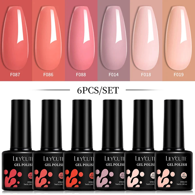 Kit de Esmaltes Gel Rosa LILYCUTE x6