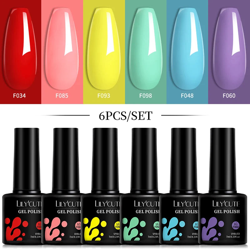 Kit de Esmaltes Gel Rosa LILYCUTE x6
