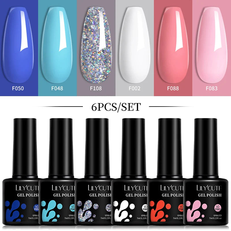 Kit de Esmaltes Gel Rosa LILYCUTE x6