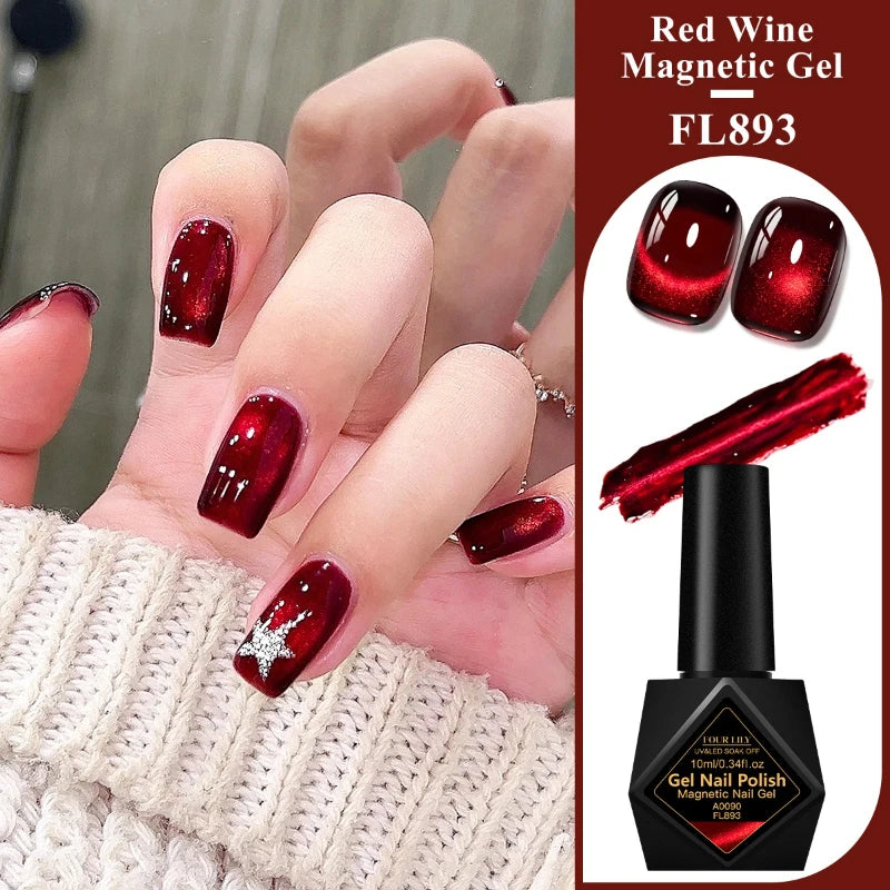 Esmalte Gel Magnético Cat Eye Vino Tinto