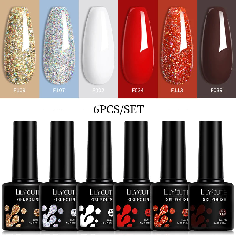 Kit de Esmaltes Gel Rosa LILYCUTE x6