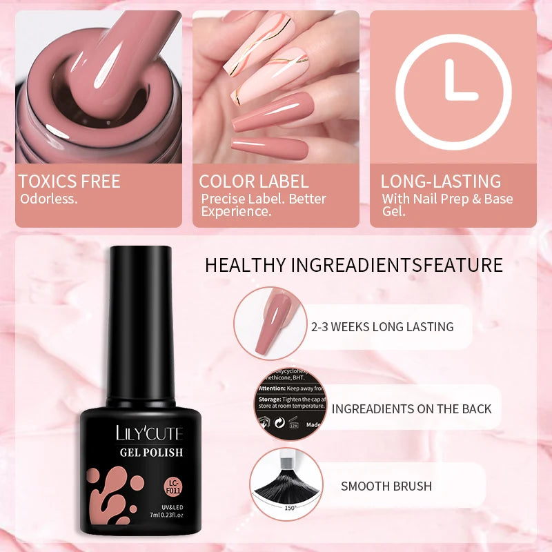 Kit de Esmaltes Gel Rosa LILYCUTE x6