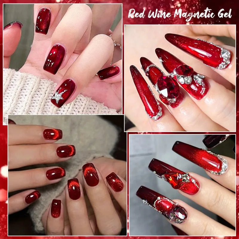 Esmalte Gel Magnético Cat Eye Vino Tinto