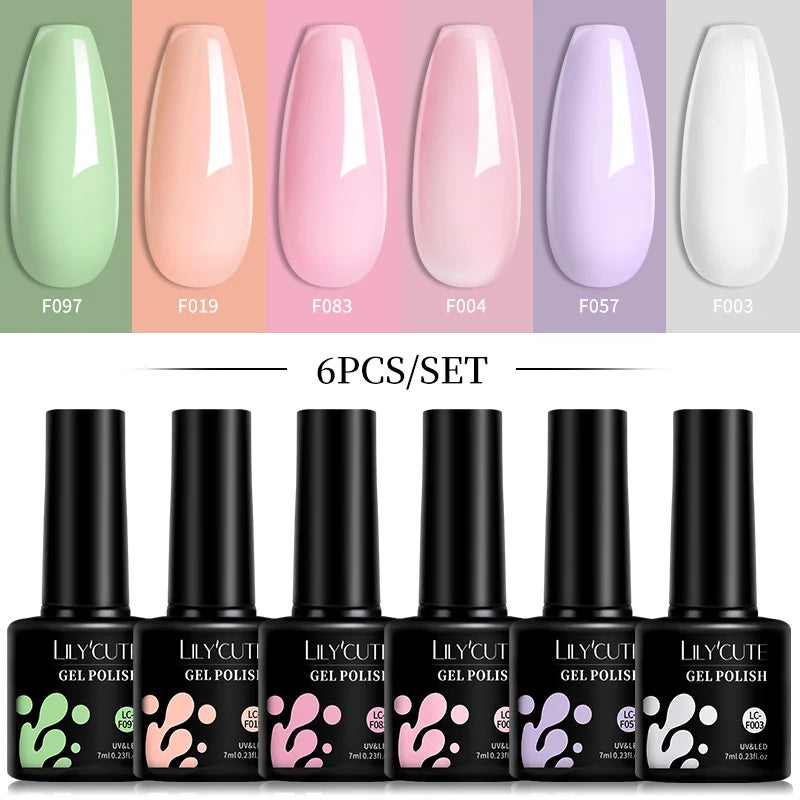 Kit de Esmaltes Gel Rosa LILYCUTE x6