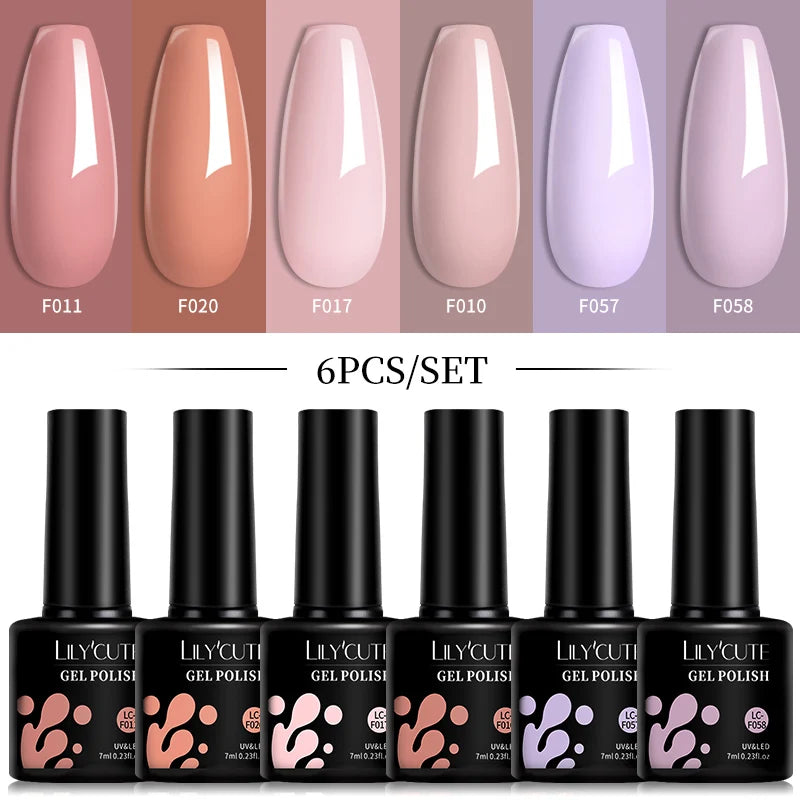 Kit de Esmaltes Gel Rosa LILYCUTE x6