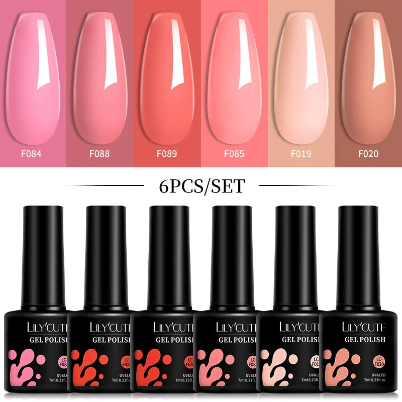 Kit de Esmaltes Gel Rosa LILYCUTE x6