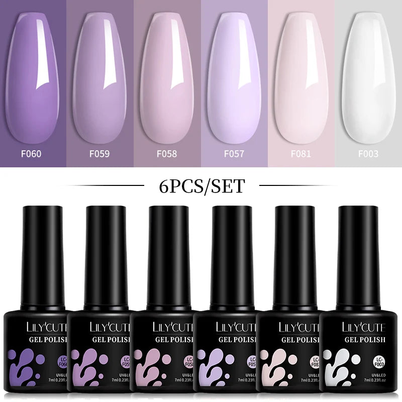 Kit de Esmaltes Gel Rosa LILYCUTE x6