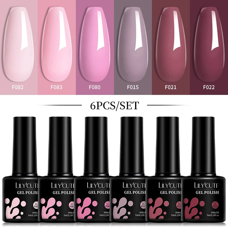 Kit de Esmaltes Gel Rosa LILYCUTE x6