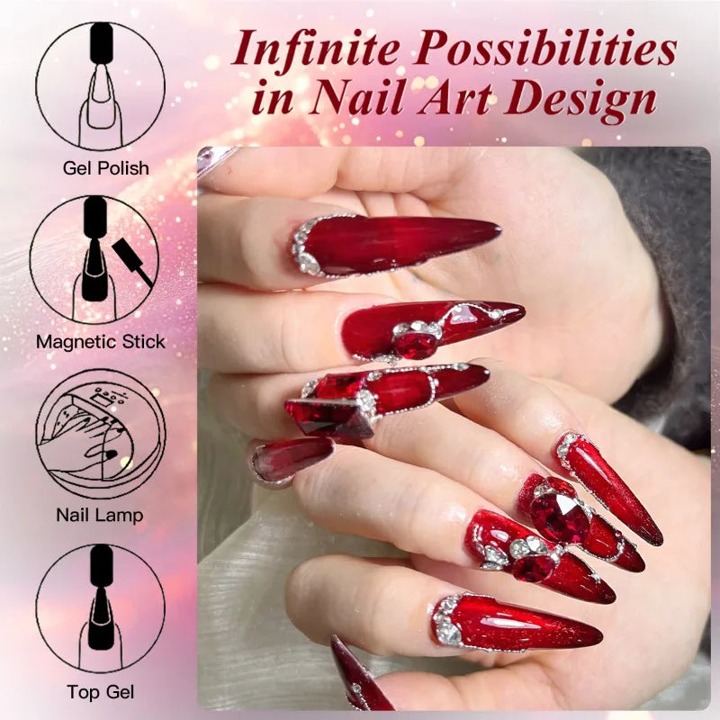 Esmalte Gel Magnético Cat Eye Vino Tinto