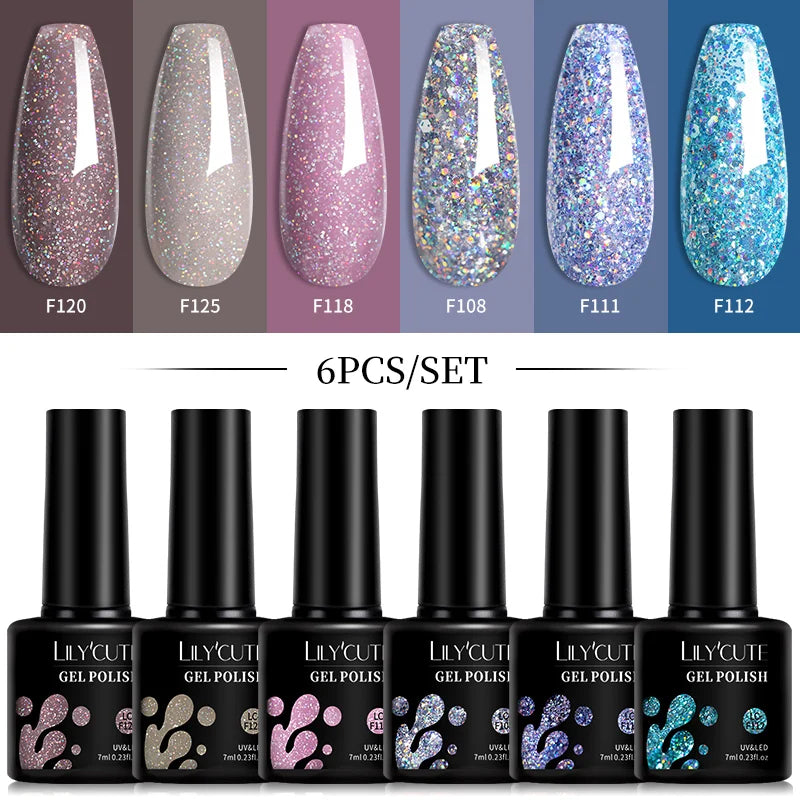 Kit de Esmaltes Gel Rosa LILYCUTE x6
