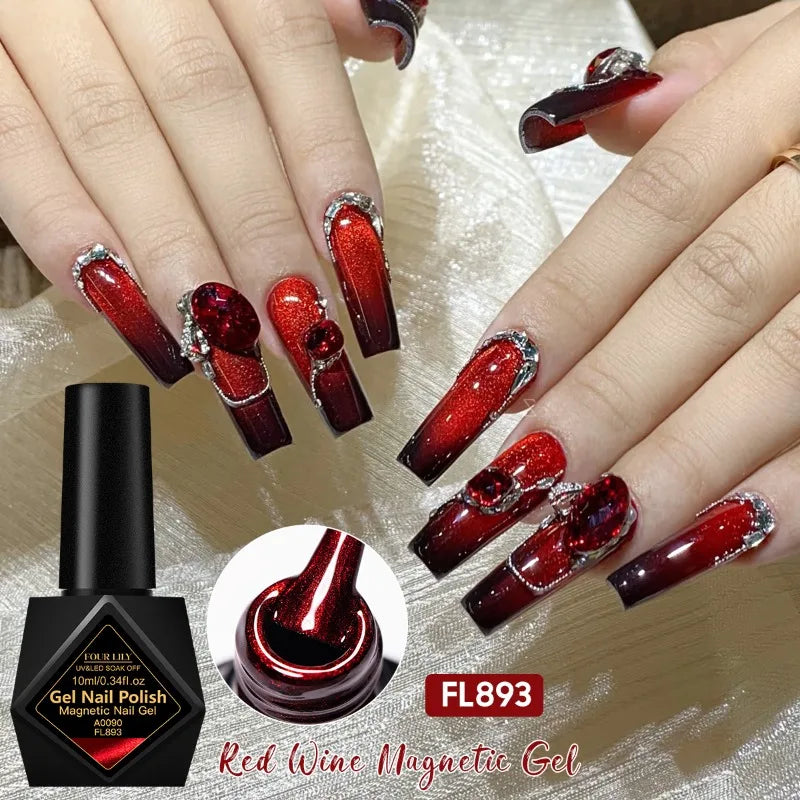 Esmalte Gel Magnético Cat Eye Vino Tinto