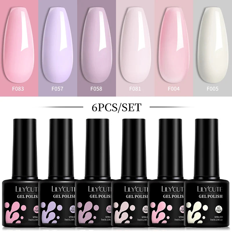 Kit de Esmaltes Gel Rosa LILYCUTE x6