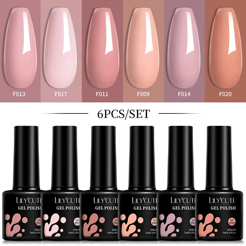 Kit de Esmaltes Gel Rosa LILYCUTE x6